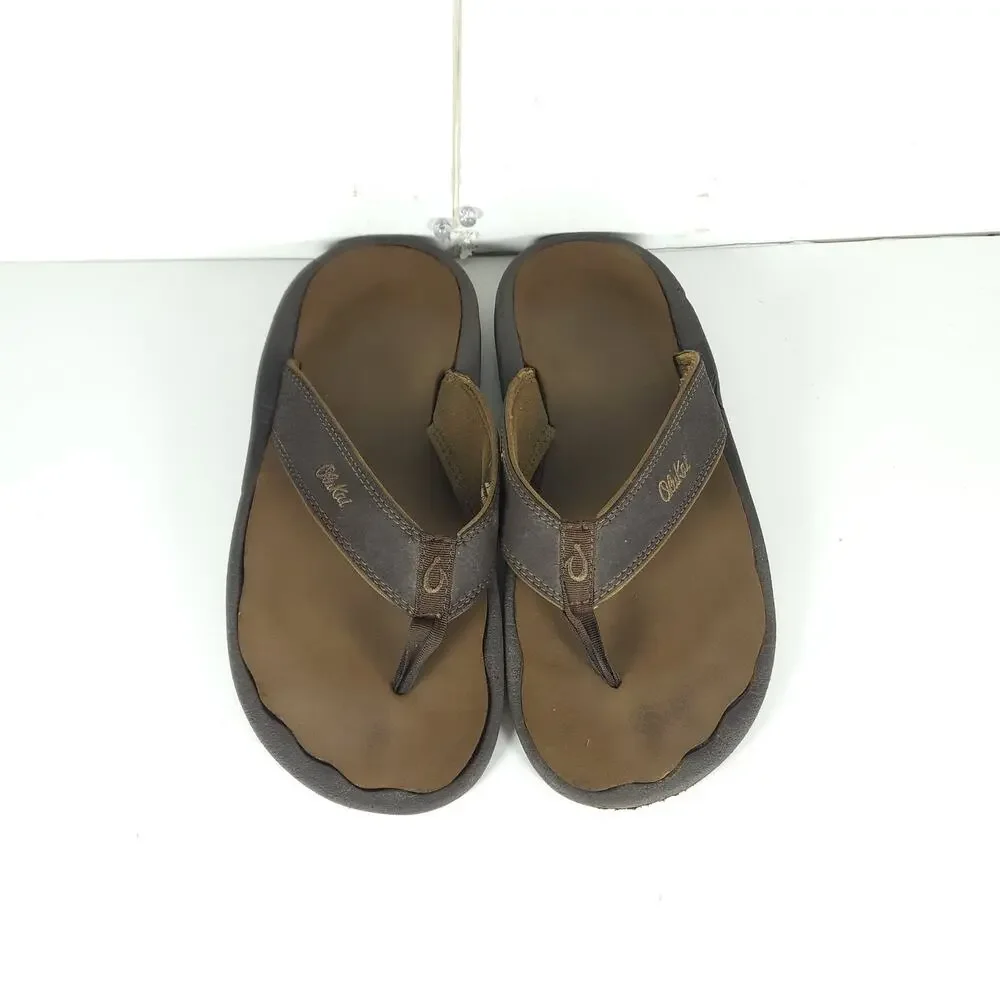 Olukai Men's Ohana US10 Brown Slip On Flat Thong Sandals